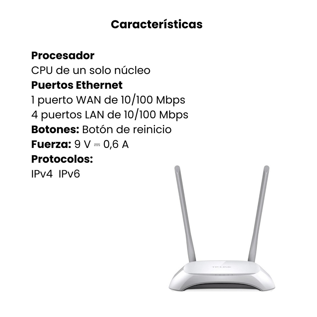 Router TP-LINK Inalámbrico 300Mbps 2 Antenas Externas - Blanco