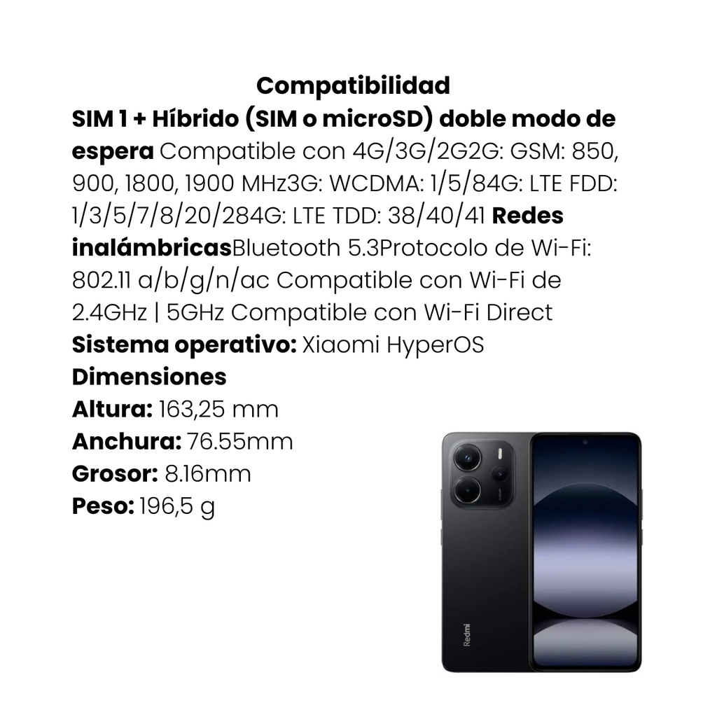 Celular Xiaomi Redmi Note 14 Midnight Black 6 RAM 128 (Colombia)
