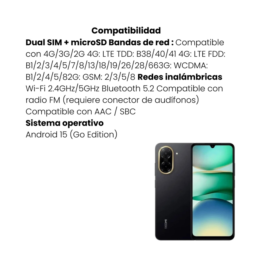 Celular Xiaomi Redmi A5 Midnight Black 3GB RAM 64GB