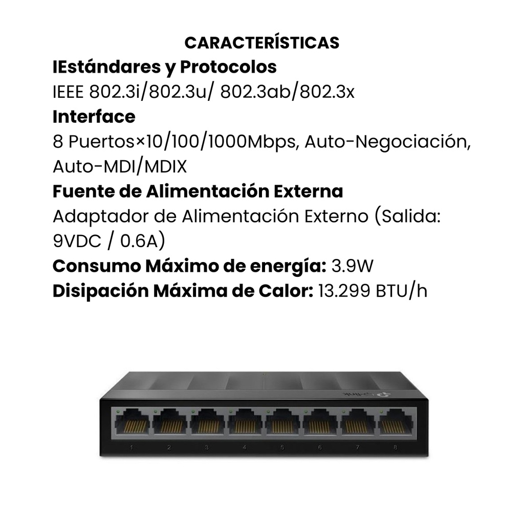 Switch TPLINK 8 Puertos 10/100/1000