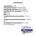 Memoria MicroSD Dahua 64GB SDXC DHI-TF-C100/32GB Clase 10/U3/V3O