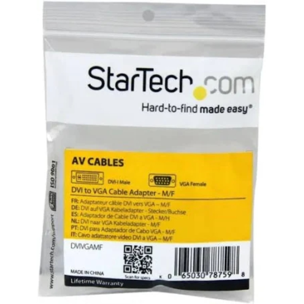Adaptador Convertidor StarTech DVI-I Macho A VGA HD15 Hembra, Color Blanco, Garantía De Por Vida