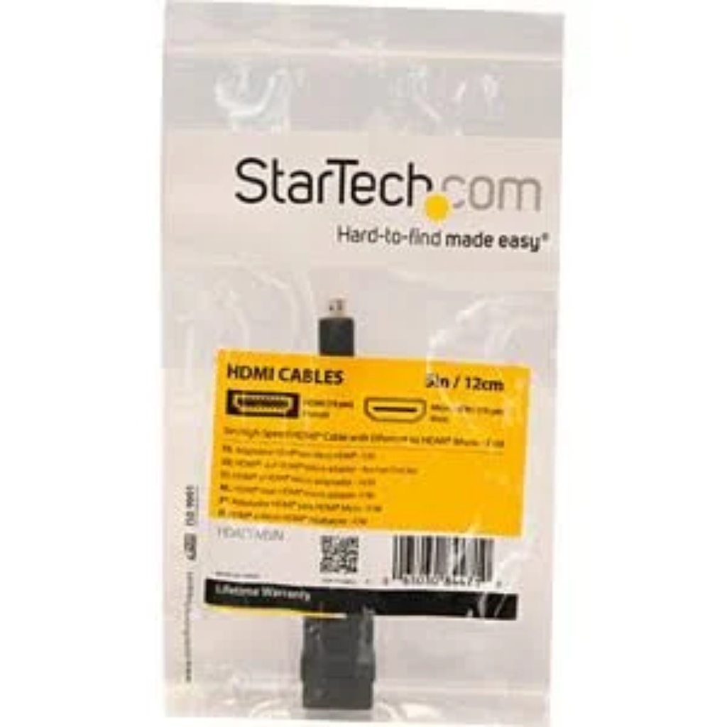 Adaptador StarTech Con Cable 12Cm Mini HDMI Macho A HDMI Hembra De Alta Velocidad, Conector Con Cubrimiento En Oro, Garantía De Por Vida