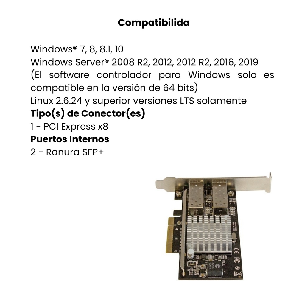 Tarjeta PCI Express 10GB Fibra 2x SFP+