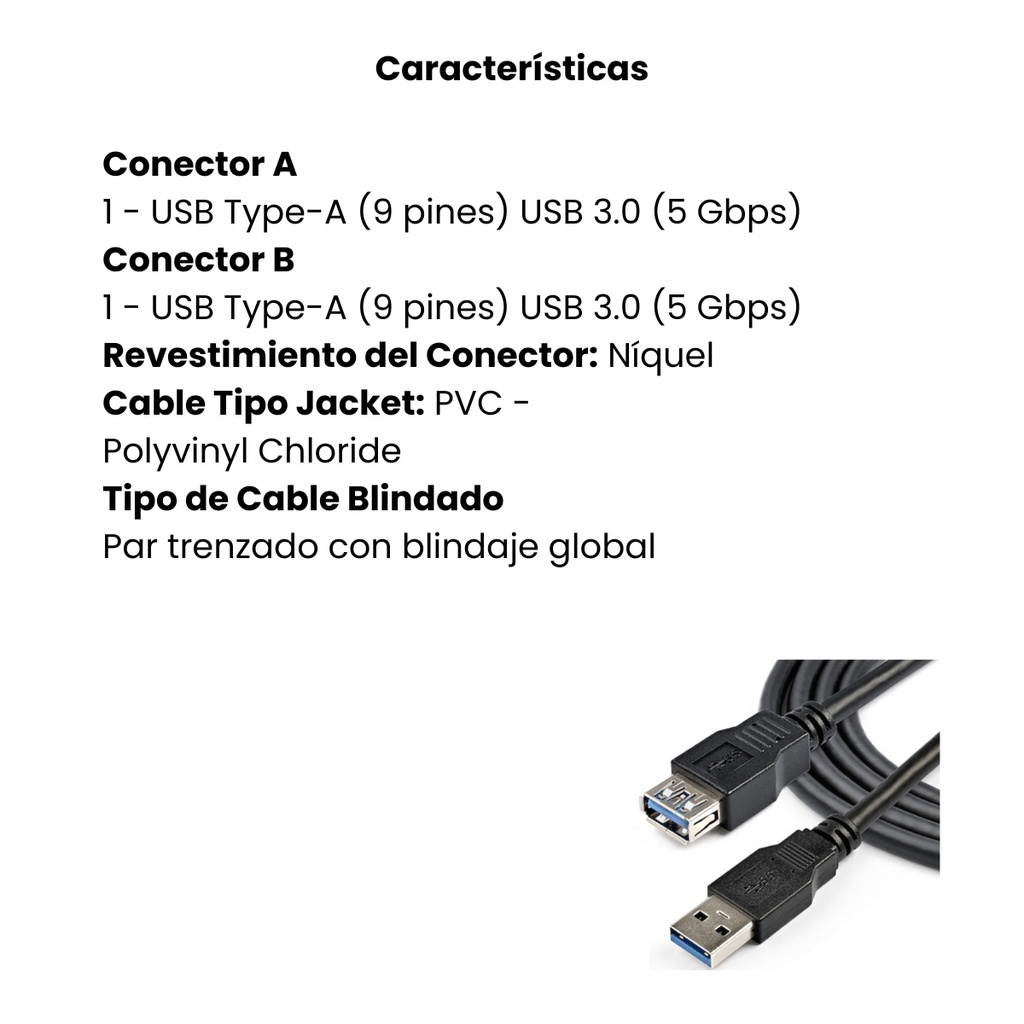 2m Black USB 3.0 Extension Cable M/F