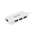 Portable 4 Port Mini USB 3.0 Hub - White