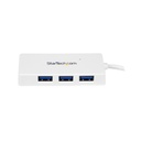 Portable 4 Port Mini USB 3.0 Hub - White