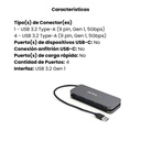 Convertidor Hub USB 3.0 de 4 Puertos USB-A - Ladrón USB 3.2 Gen 1 SuperSpeed de 5Gbps Portátil Tipo A