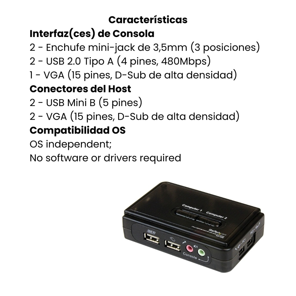 Kit Switch KVM 2 Puertos VGA
