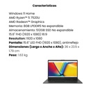 Portátil Asus Vivobook Oled Ryzen5 7520u RAM 16gb SSD 512gb FHD 15.6" E1504FA Negro