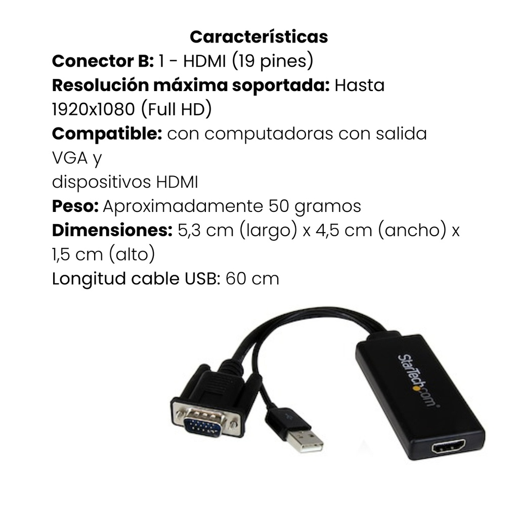 Adaptador StarTech Activo HDMI Macho A DisplayPort Hembra 4K Alimentado Por USB, Extensión Cable USB Macho/Hembra De 60 Cms Garantía 2 Años