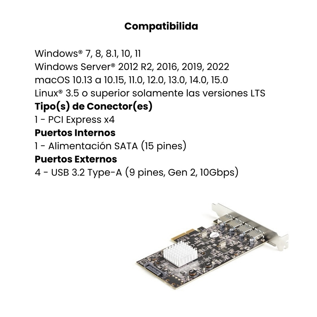 4-Port USB PCIe Card 3.1 Gen 2 - 2 Chips