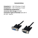 Cable de módem nulo DB9 RS232 negro de 1 m F/M
