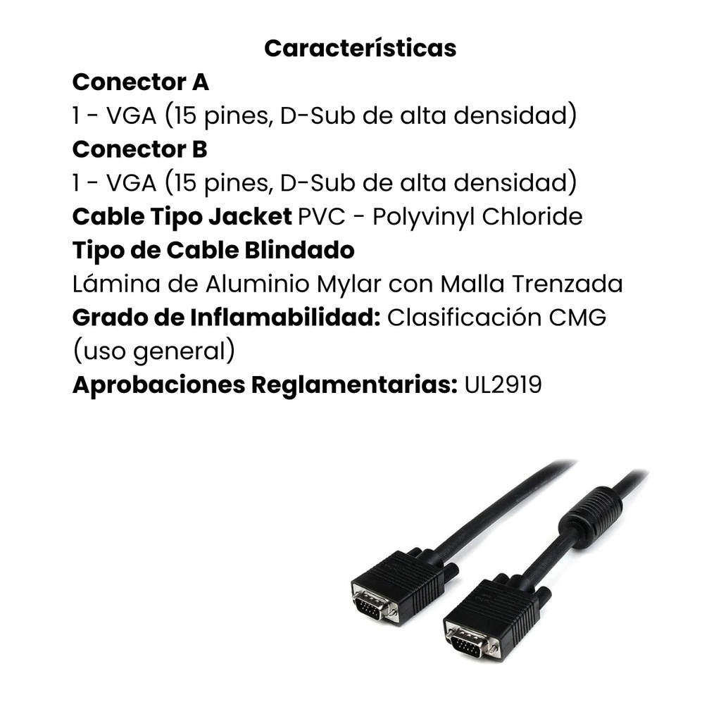Cable Vga Coaxial StarTech De Alta Resolucion 50 cm