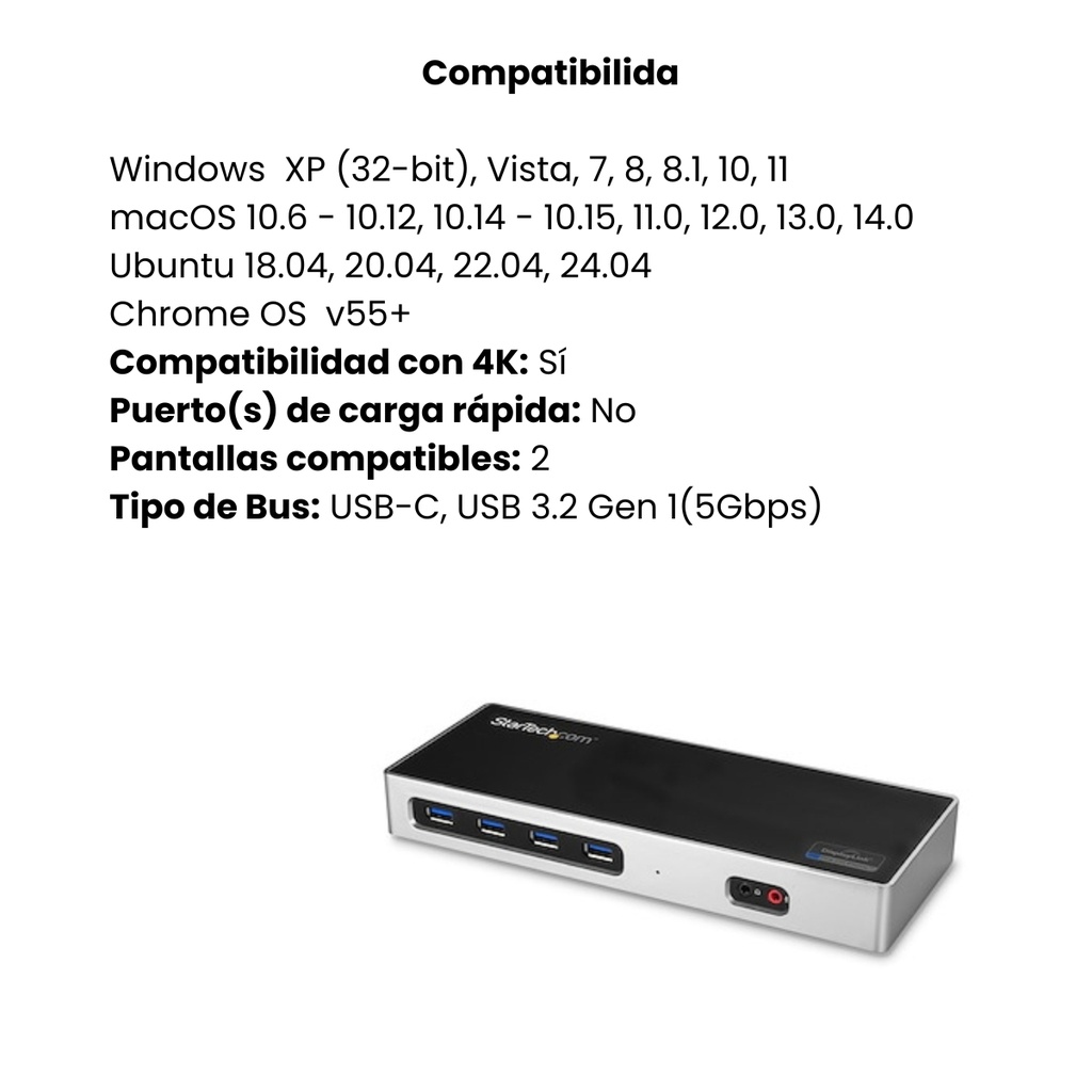 Docking Station USB Tipo C 2xDP HDMI 4K