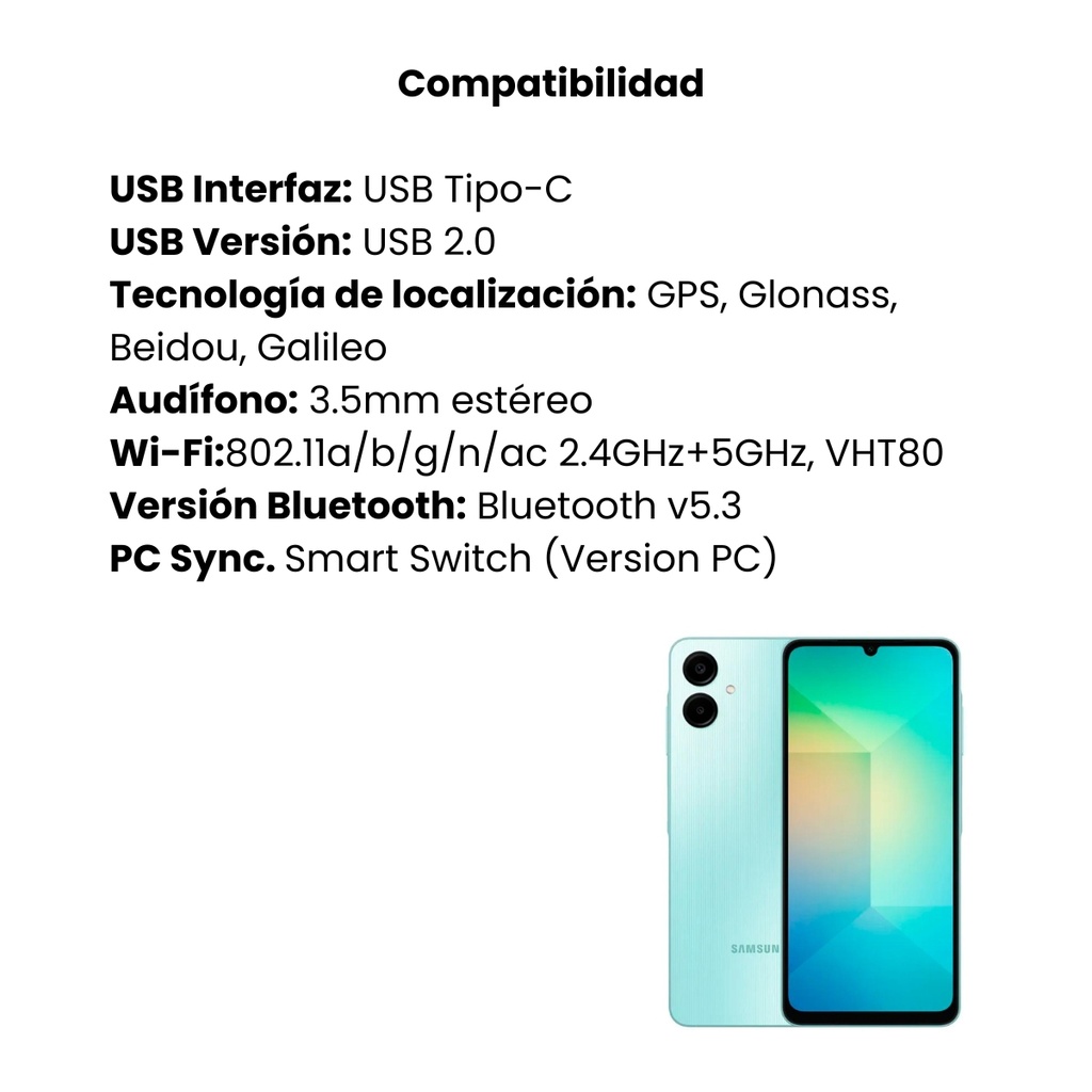 Celular Samsung Verde Galaxy A06 128GB 4GB Ram Pantalla 6.6" Hd+