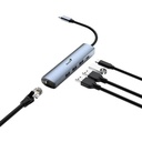Hub USB-C 5 En 1 Genius UH‑545, 3 Puertos USB 3.0 + Ethernet Gigabit + Alimentación USB-C (5 V/3 A), Cable 15 cm, Color Gris Hierro