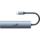 Hub USB-C 5 En 1 Genius UH‑545, 3 Puertos USB 3.0 + Ethernet Gigabit + Alimentación USB-C (5 V/3 A), Cable 15 cm, Color Gris Hierro
