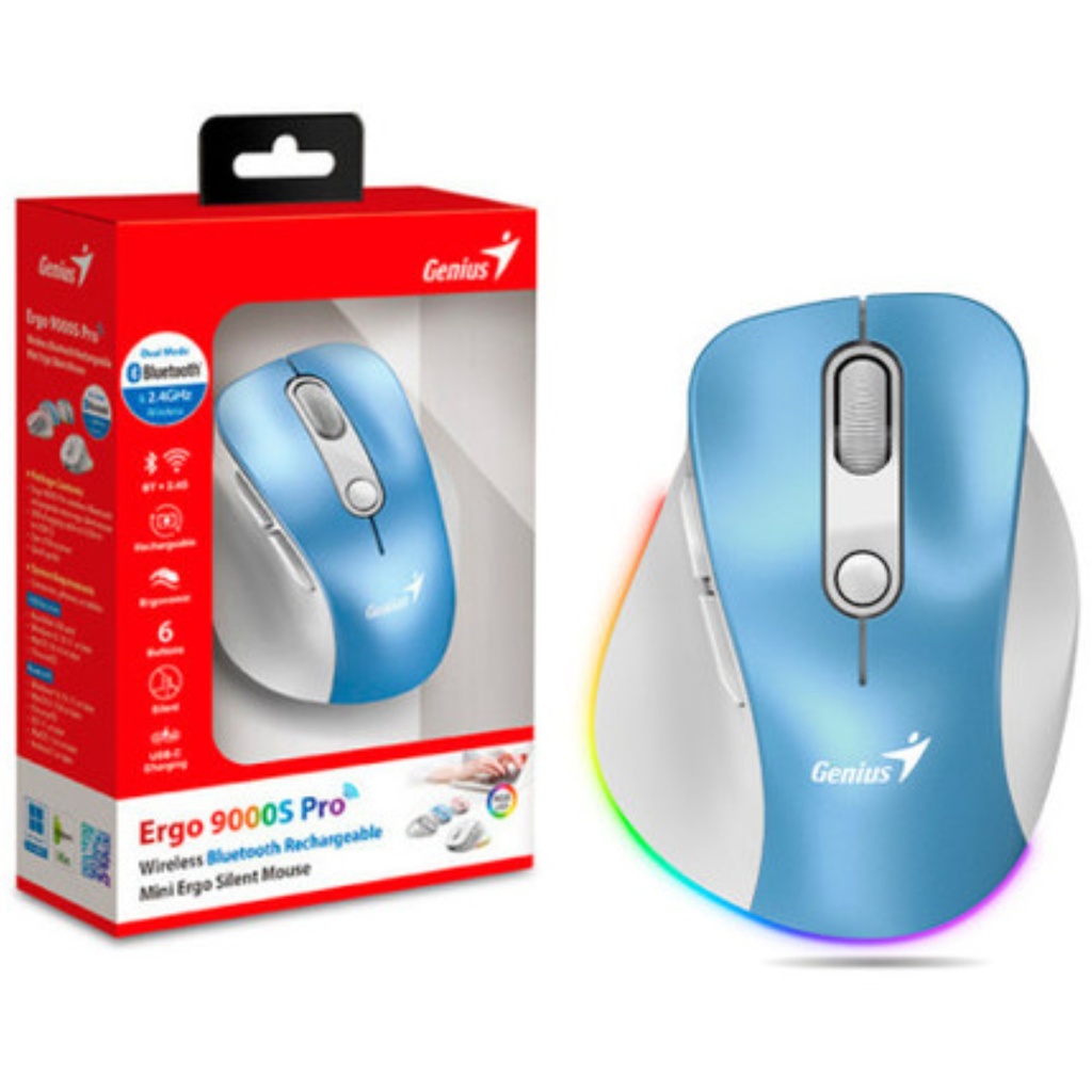 Mouse Inalámbrico Genius Ergo 9000s Pro Azul