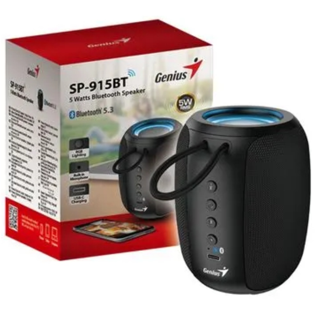 Parlante Bluetooth Genius SP-915BT Con RGB Y Micrófono Color Negro