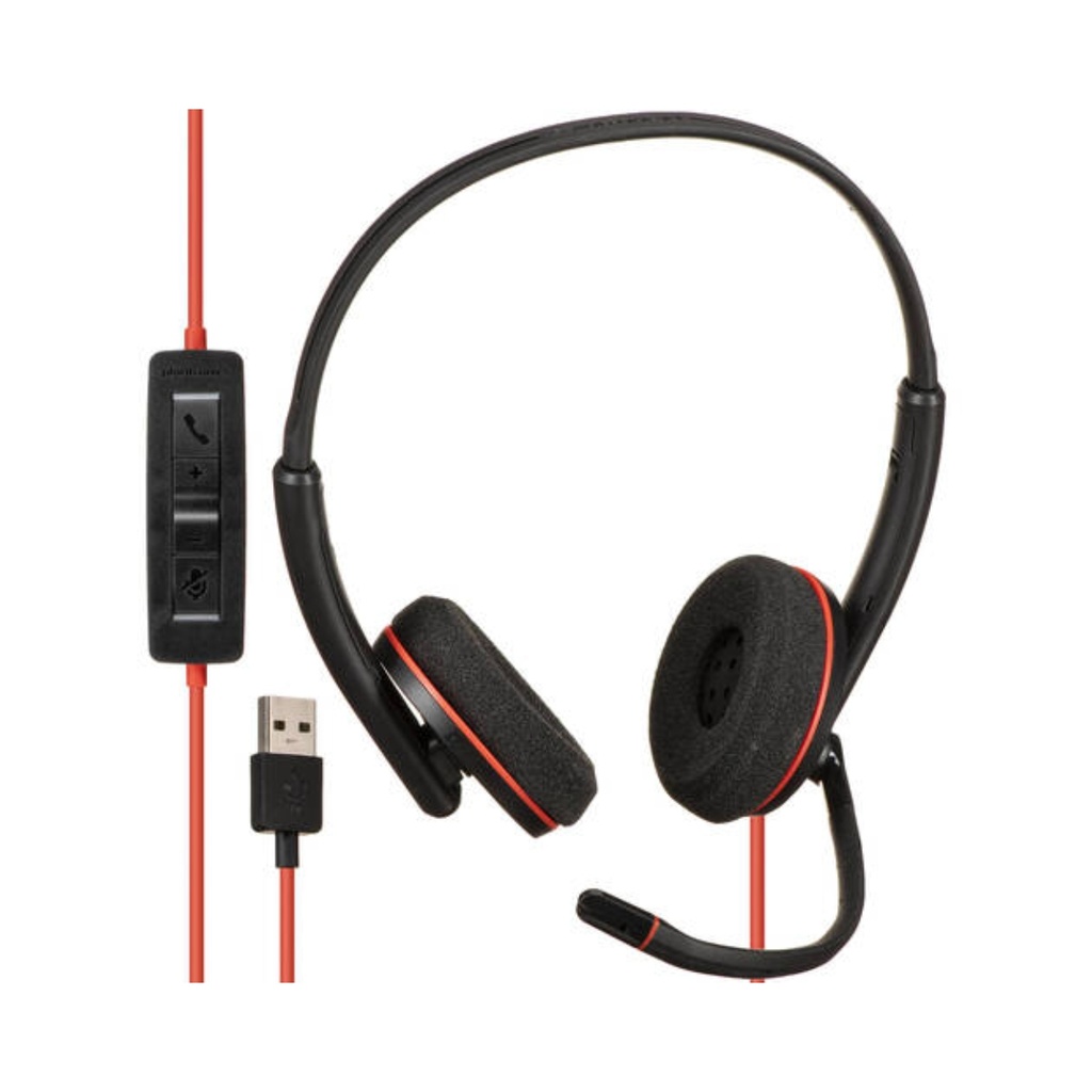 Diadema Poly Blackwire 3220 Stereo USB-C Headset +USB Negro