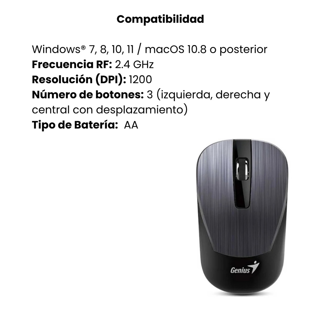 Mouse Genius NX-7015 Inalámbrico Color Gris