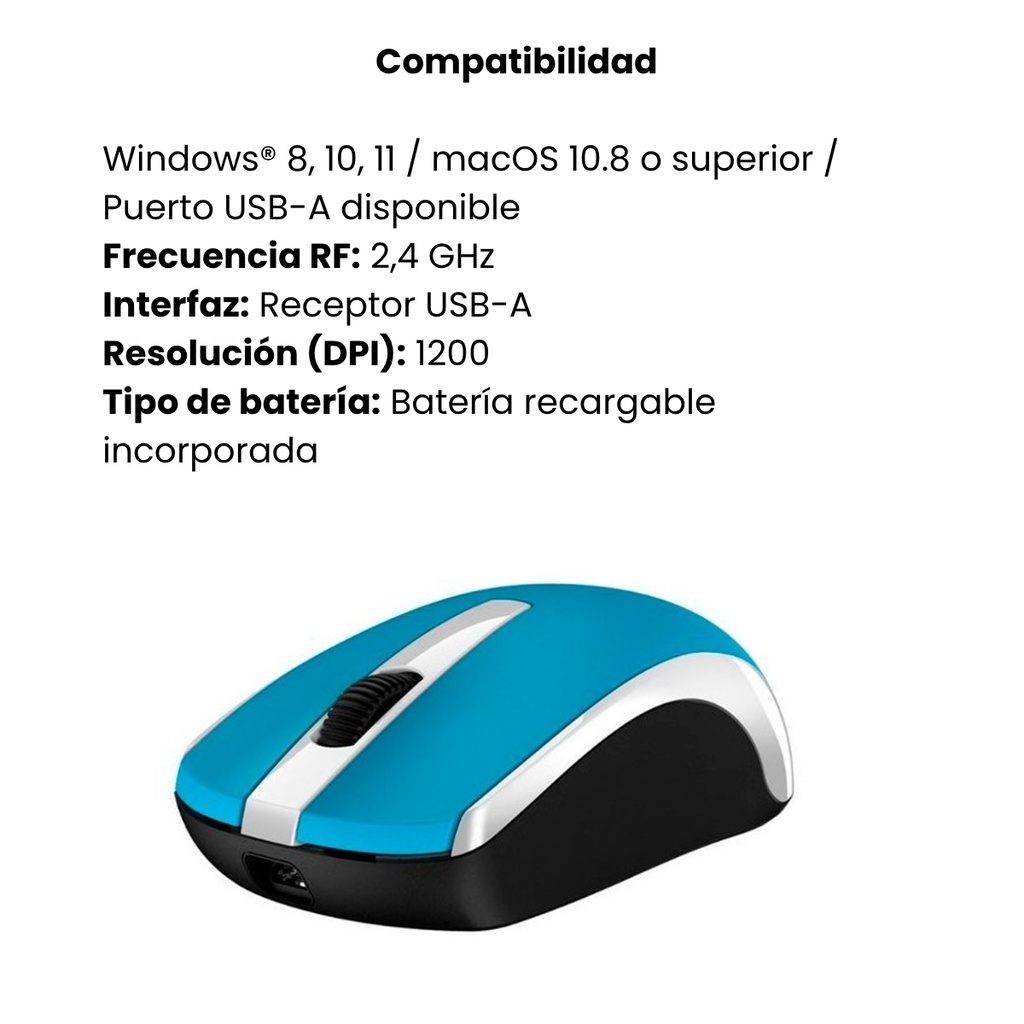 Mouse Genius ECO-8100 Inalámbrico Azul