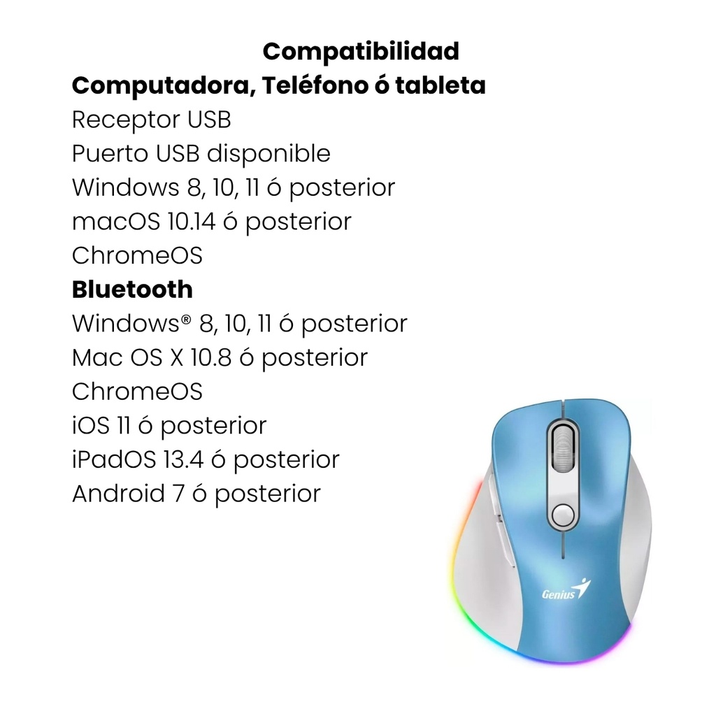 Mouse Inalámbrico Genius Ergo 9000s Pro Azul