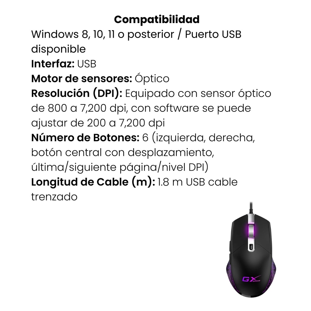 Mouse Gamer Genius Scorpion M705 | Precisión Óptica | 800/1600 DPI | USB