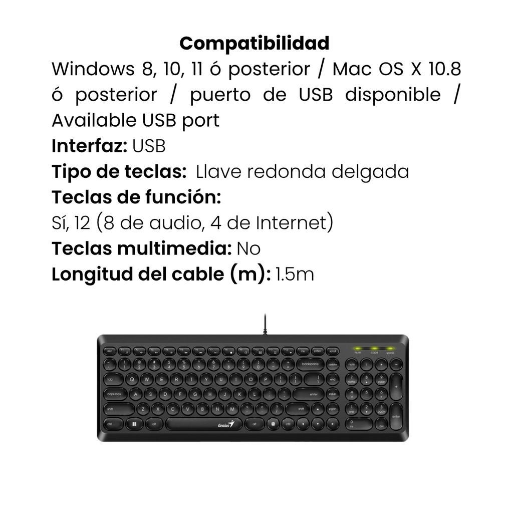 Teclado Genius SlimStar Q200 USB Alámbrico - Negro