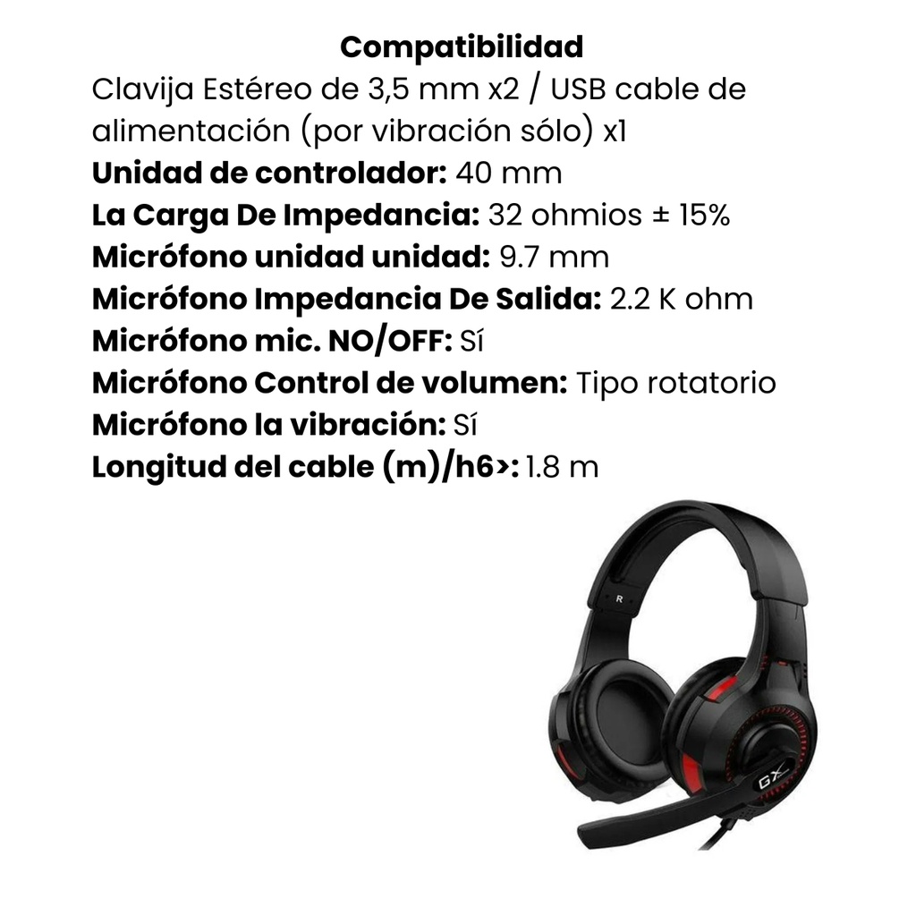 Audifono Diadema Gamer Genius HS-G600V Plug 3.5mm Negro