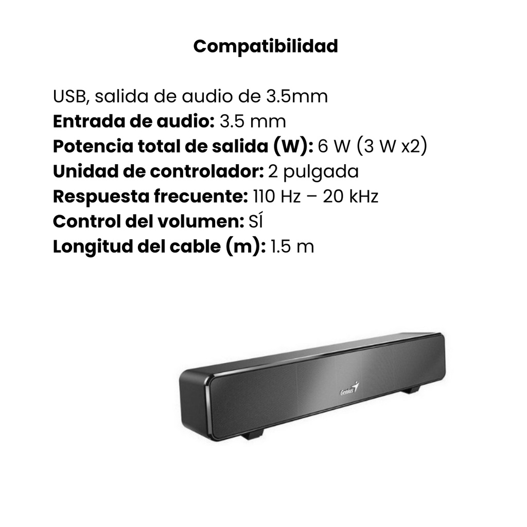 Barra De Sonido Genius SoundBar 100 USB Negro
