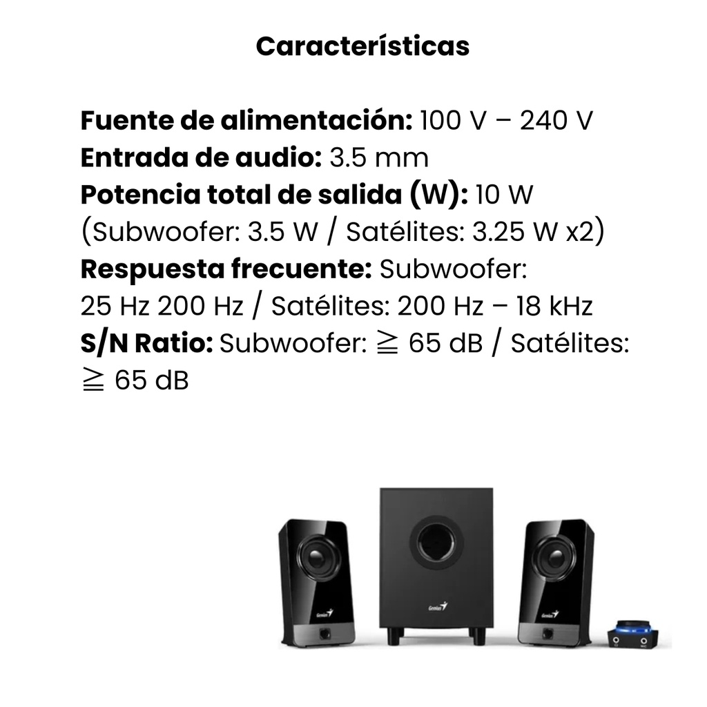 Parlante Genius  SW-2.1 300X Con Subwooferr - Negro