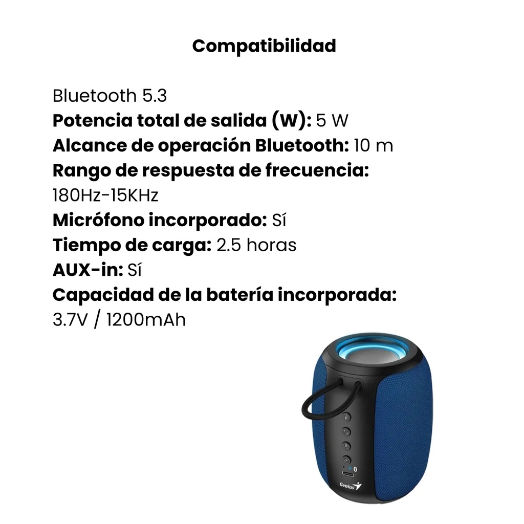 Parlante Genius SP-915BT Bluetooth - Azul