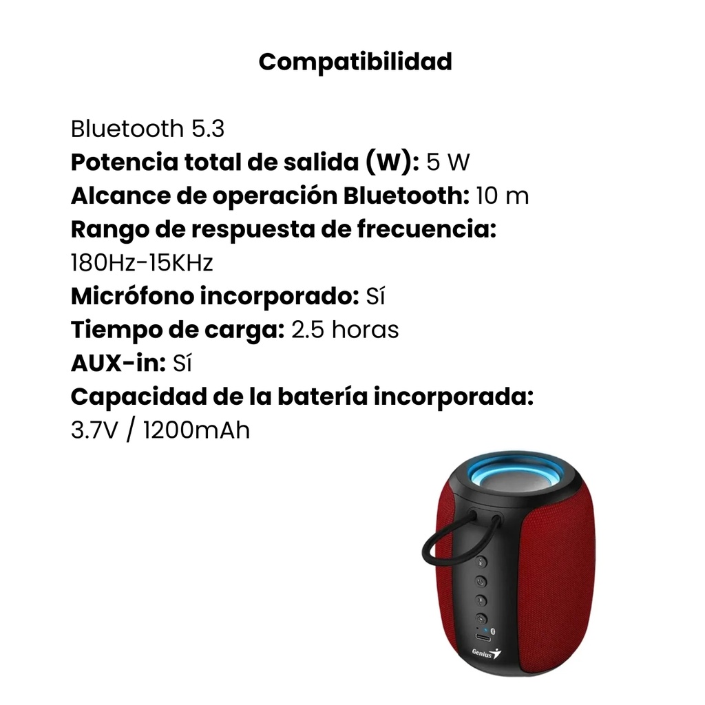 Parlante Genius SP-915BT Bluetooth - Rojo
