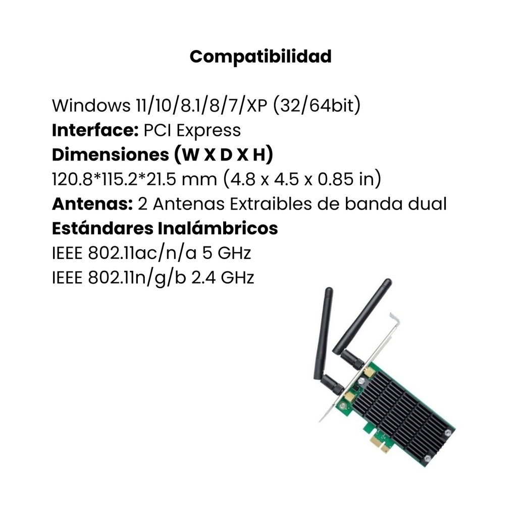 ADAPTADOR INALÁMBRICO TP-LINK PCI EXPRESS NEGRO