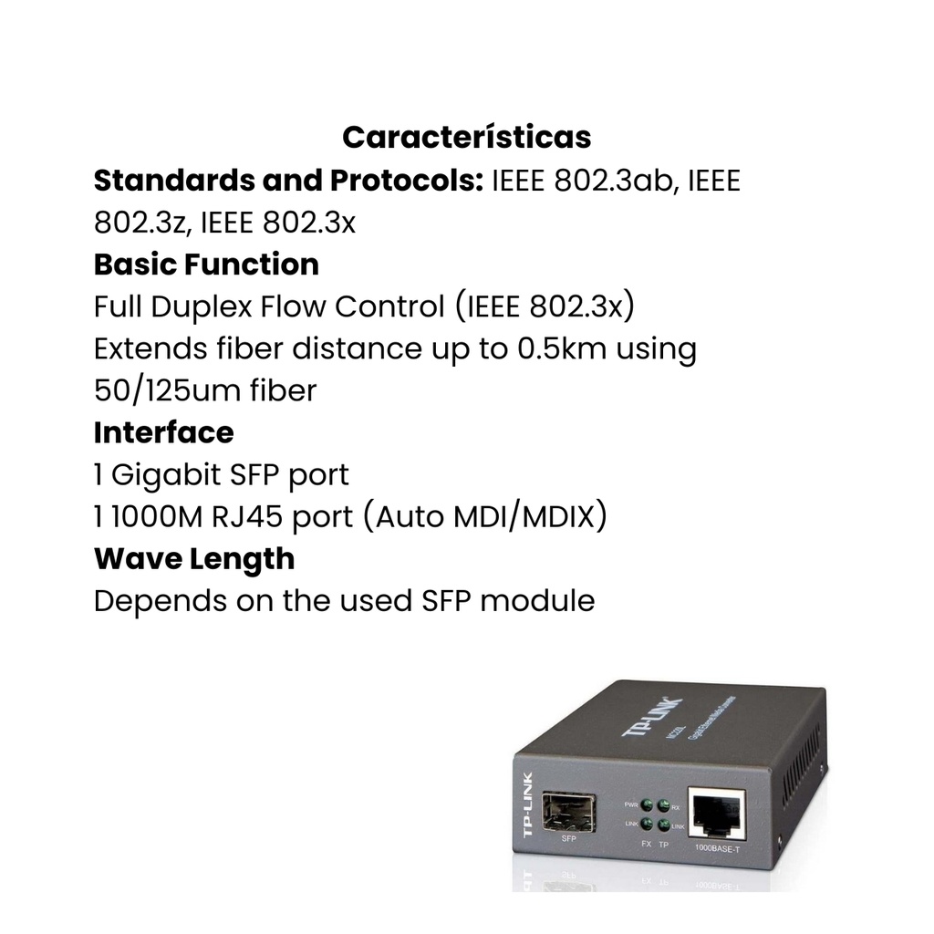 Convertidor TP-LINK Multimedia SFP Gigabit
