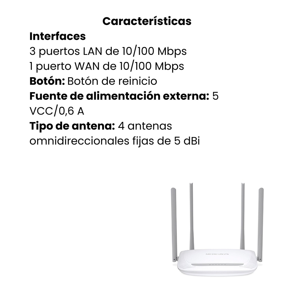 Router  MERCUSYS Inalambrico 300mbps - Blanco