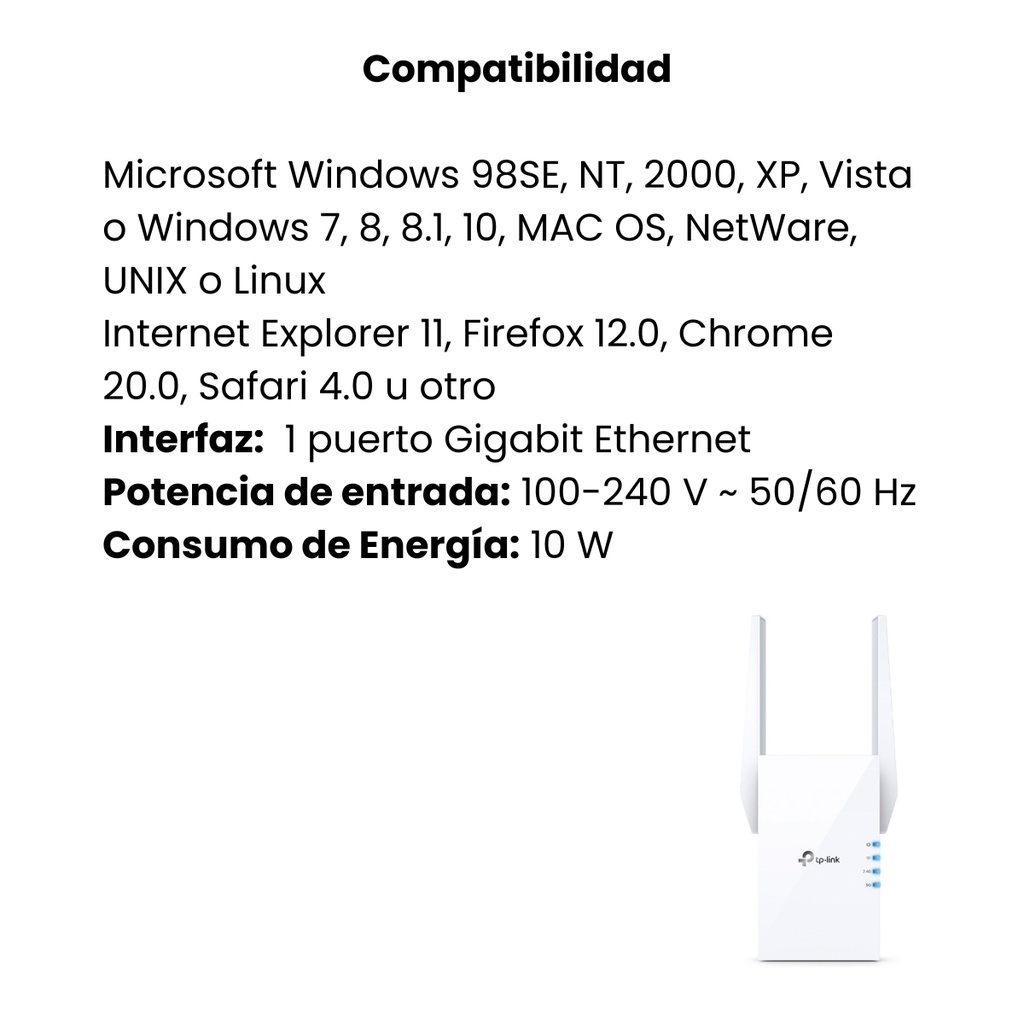 Extensor de Red TPLINK Wifi AX1500 - Blanco