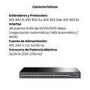 Switch TP-LINK NO Administrable 48 Puertos RJ45 de 10/100/1000Mbps - Negro
