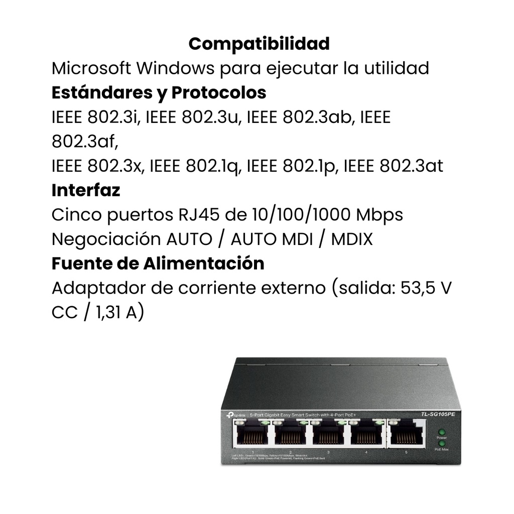 Switch Tp-link Administrable Gigabit de 5 puertos