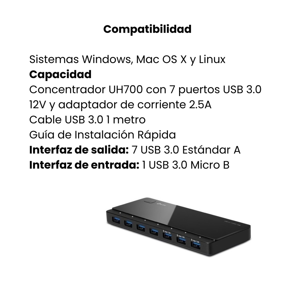 Concentrador TPLINK USB 3.0 de 7 puertos