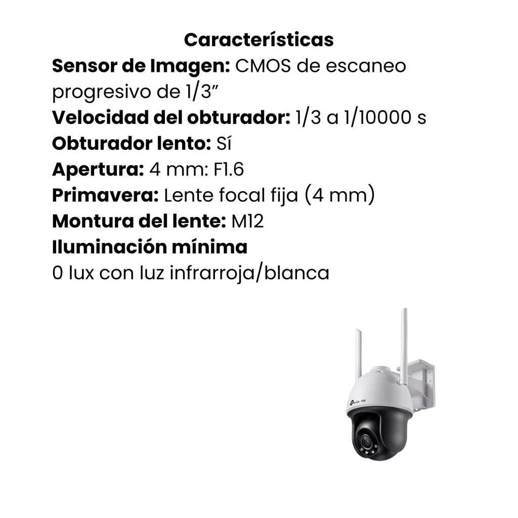 TP-Link Cámara de Seguridad WiFi VIGI C540-W 4MP PTZ Exterior Visión Nocturna Blanca