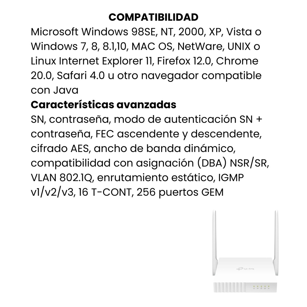 Router TP-LINK GPON VoIP Gigabit Inalámbrico N a 300Mbps