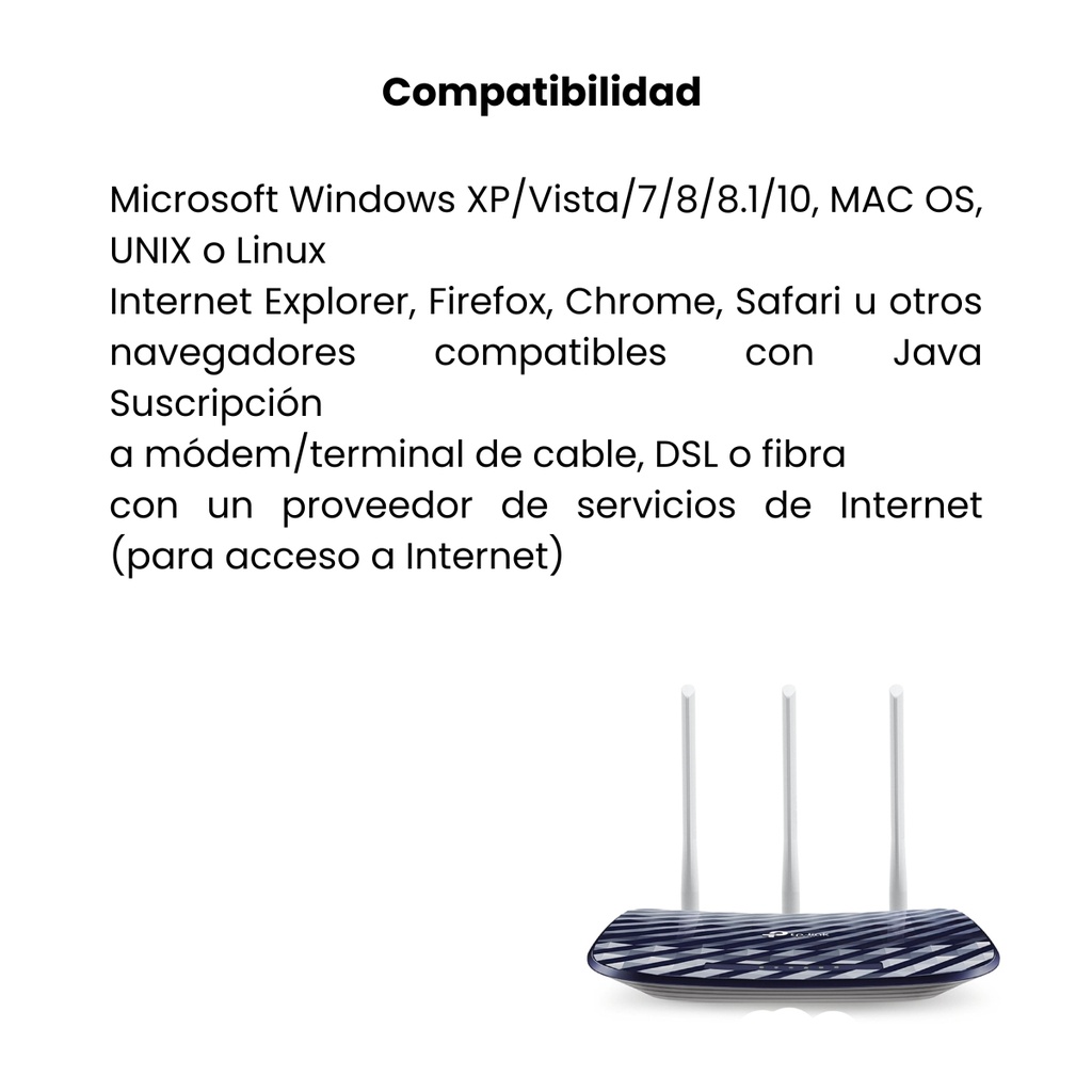 Router TP-Link Wi-Fi AC750 Dual Band con 3 Antenas Blanco