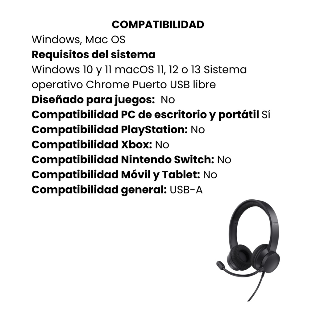 Audífonos Diadema Trust Ayda USB Con Micrófono Con Cancelación De Ruido Ambiental Color Negro 