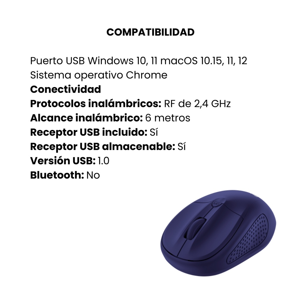 Mouse Inalámbrico Trust Primo Color Azul Mate