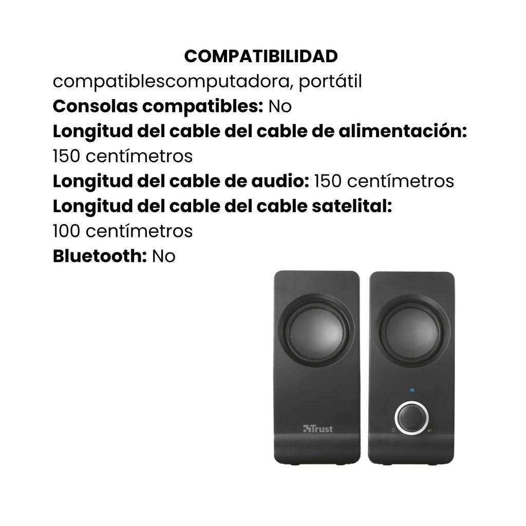 Parlante Trust Remo 2.0 Usb Set Negro 16W 