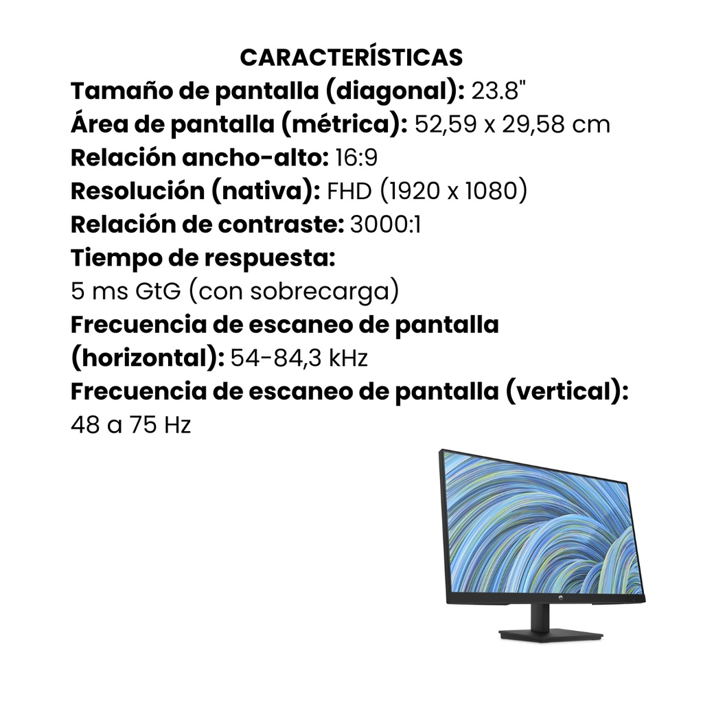 Monitor HP V24v G5 FHD de 23,8" Negro
