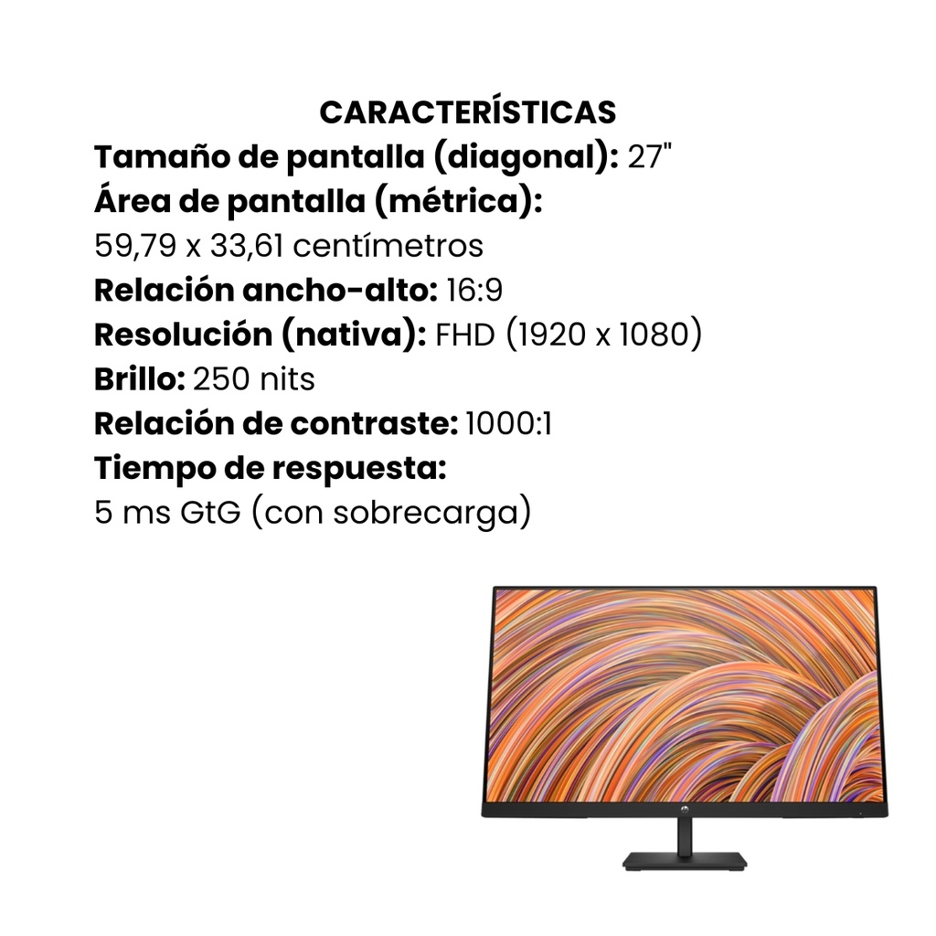 Monitor HP V27i G5 FHD de 27 pulgadas Negro